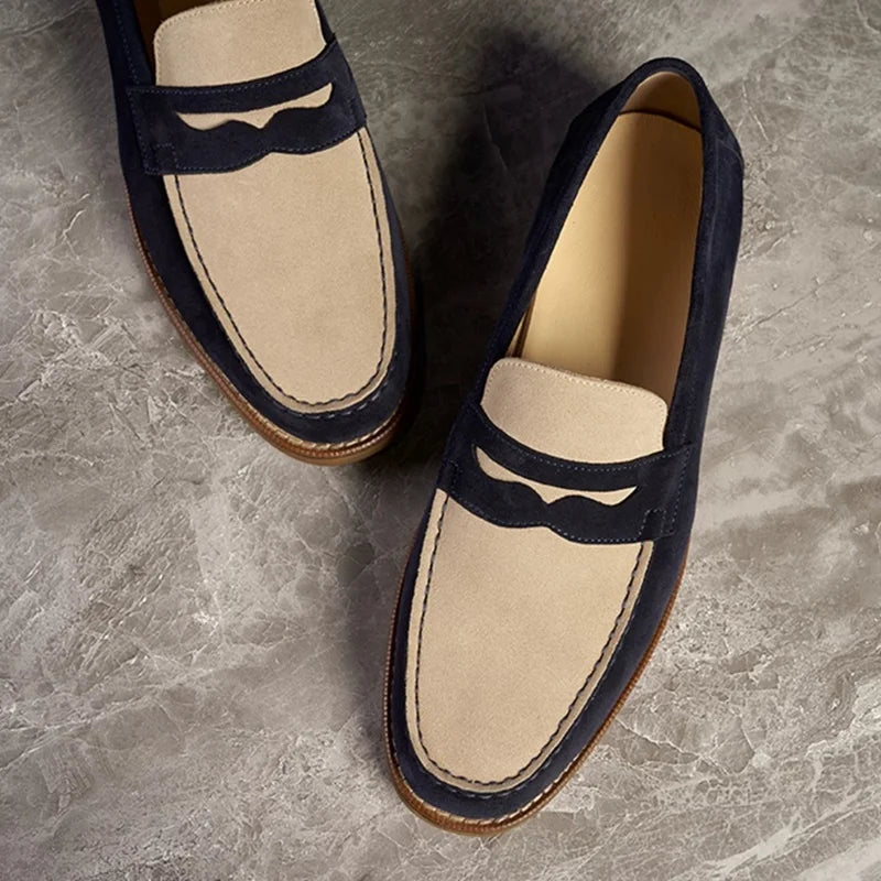 Loafers Genuine Leather Summer Men's Breathable British Style Business Casual Leather Shoes Slip-on Dress Shoes Man Bean Shoes