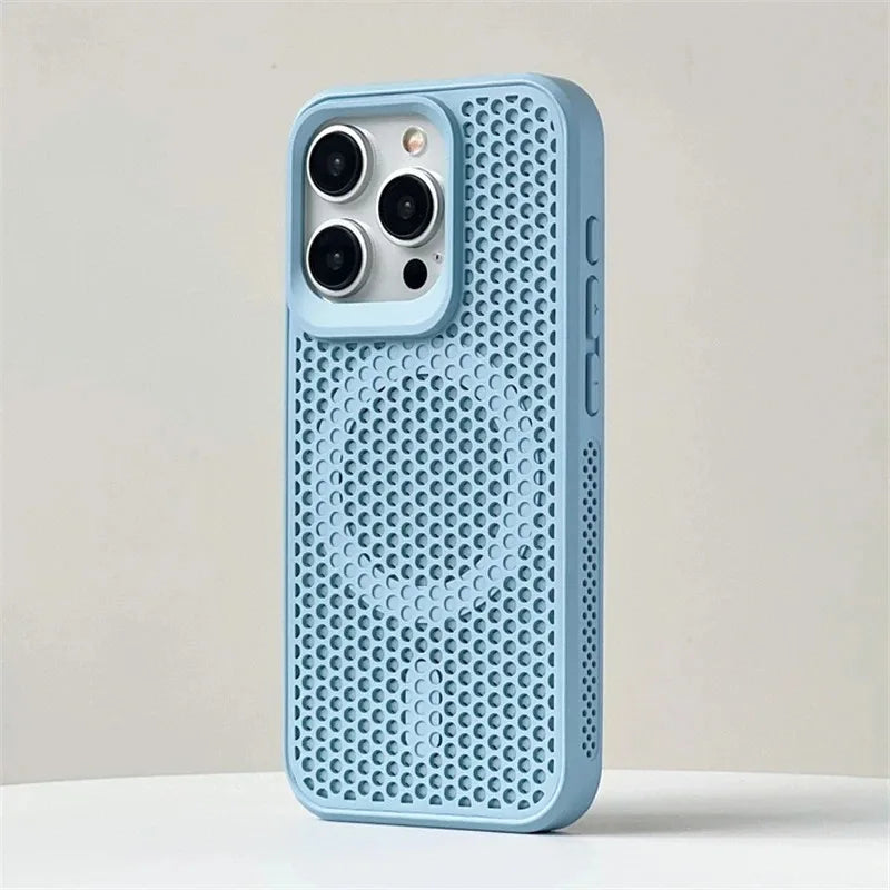 Coque magnétique respirante pour iPhone compatible MagSafe 17 16 15 14 13 12 Pro Max  Air 11