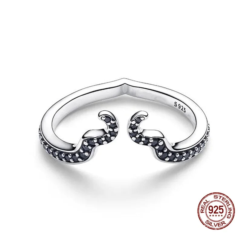 925 Sterling Silver Sun And Moon Crown Love Princess Zircon Oxide Enamel Heart Love Rings Fashion Jewelry For Women Gifts New in