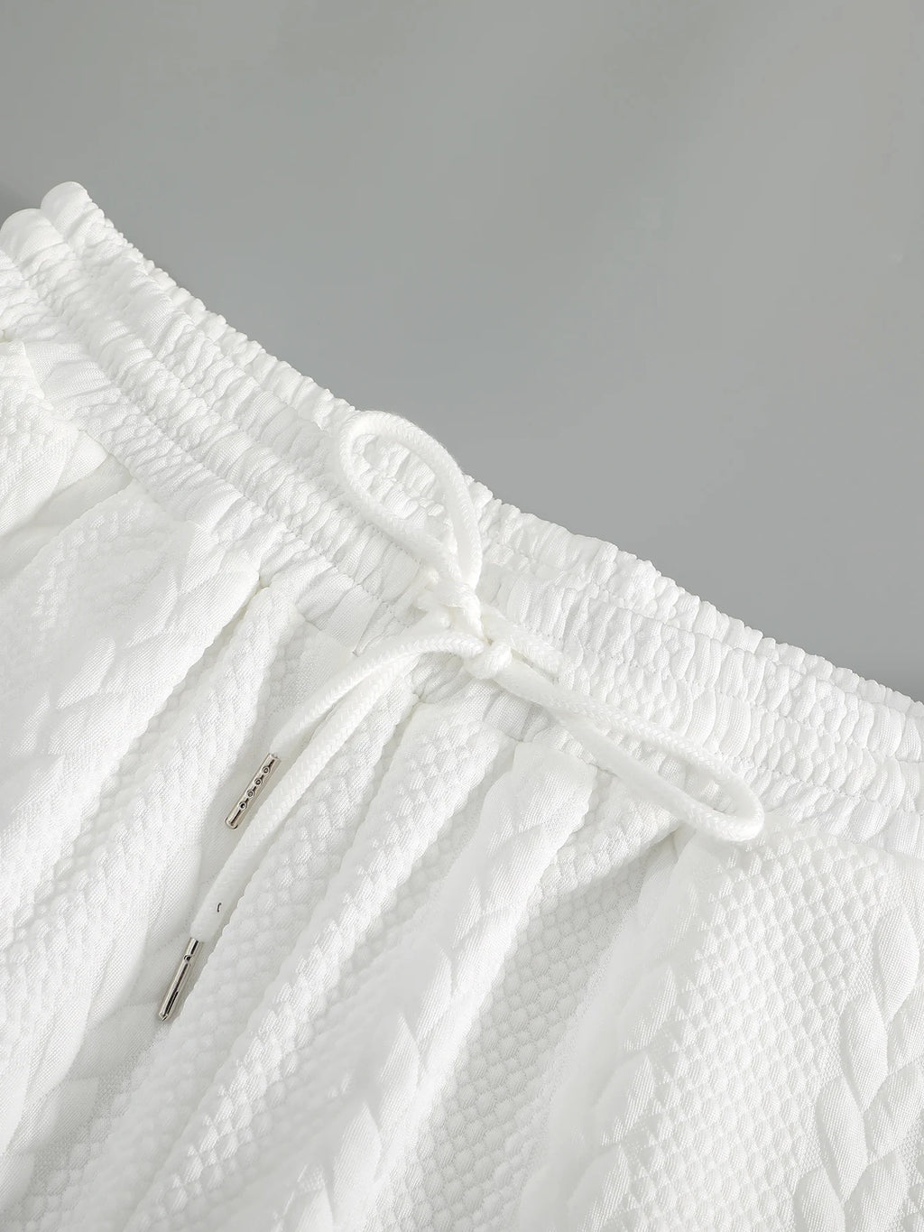Men's White Drawstring Casual Shorts Summer Loose Breathable 5 Inch Shorts