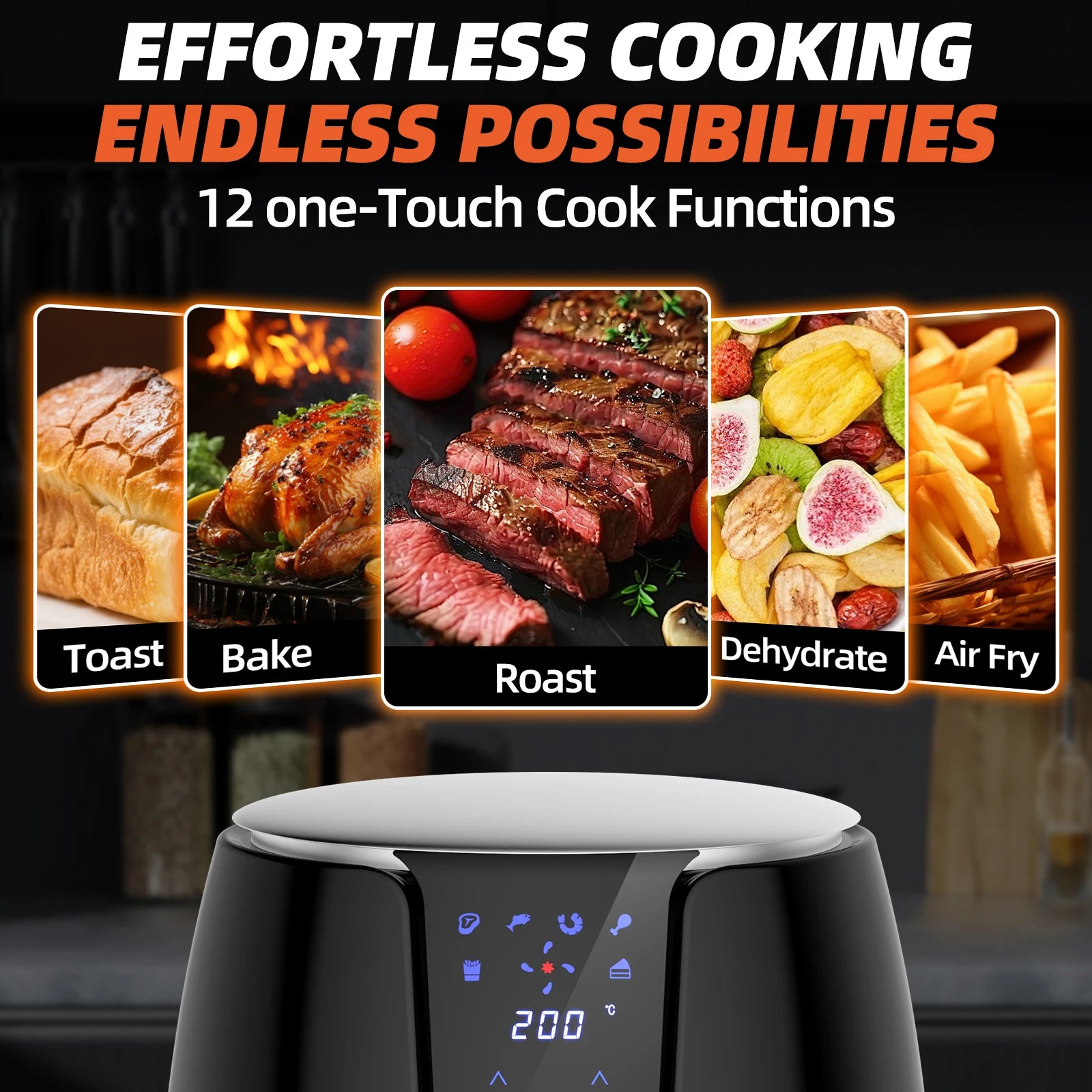 Friteuse à air 3,5 L – 1500 W – 12 fonctions – Panier compatible lave-vaisselle 30cm