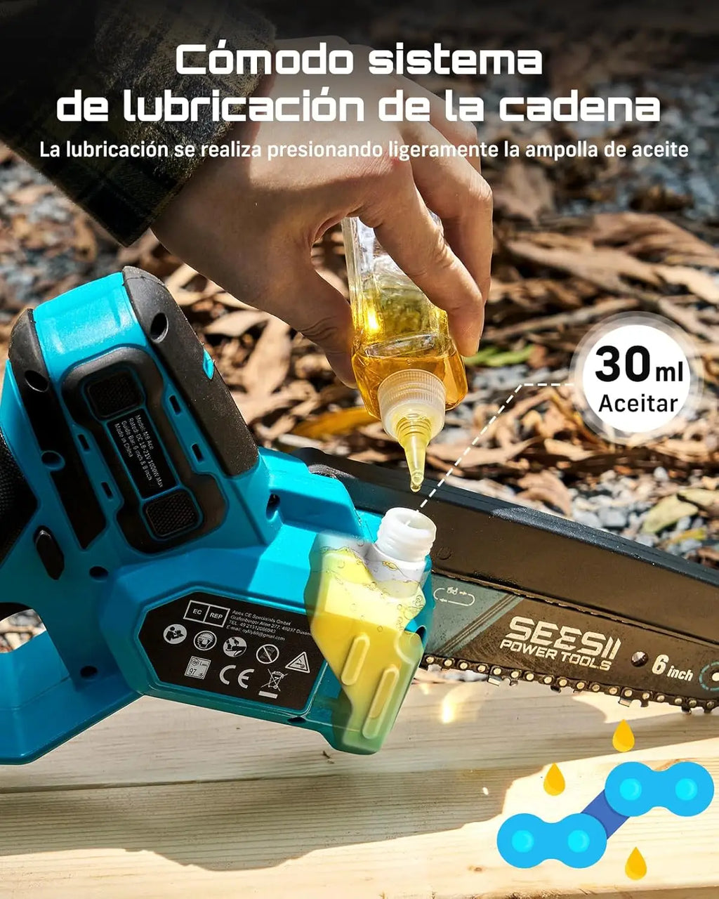 Tronçonneuse électrique sans fil SEESII 1000 W – Moteur sans balais, idéale pour la coupe du bois et l’élagage, compatible avec les batteries Makita 18 V.