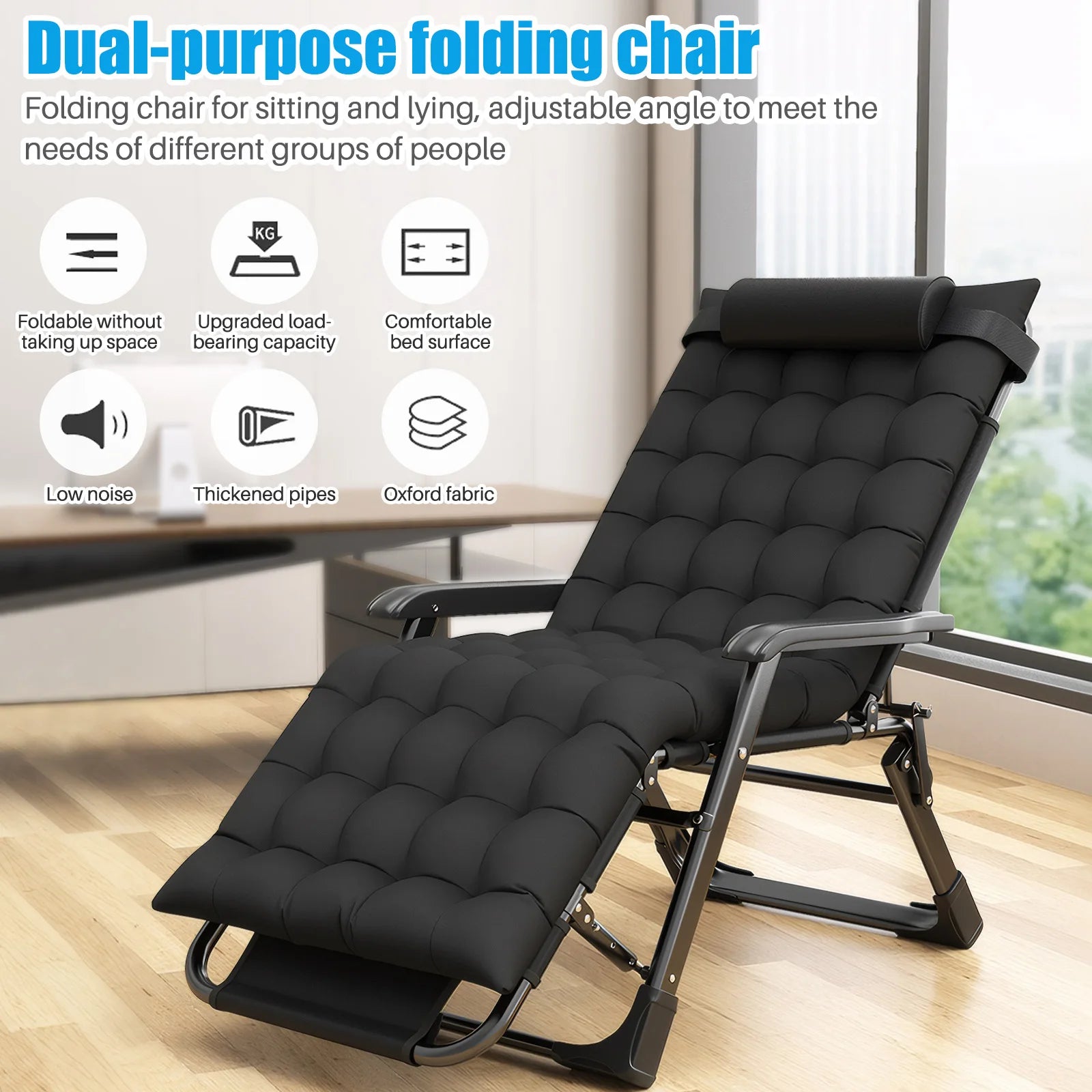 Folding Adjustable Zero Gravity Chair,with Removable Cushion Reclining Lounge Chair 2-in-1 Seat And Lounger Chair for Outdoor