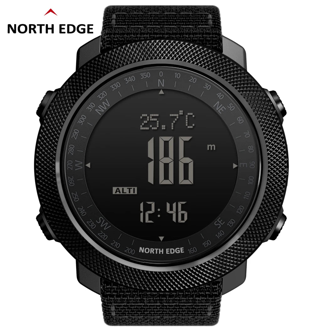 Montre de sport numérique NORTH EDGE pour homme – Étanche avec altimètre, baromètre et boussole 50m
