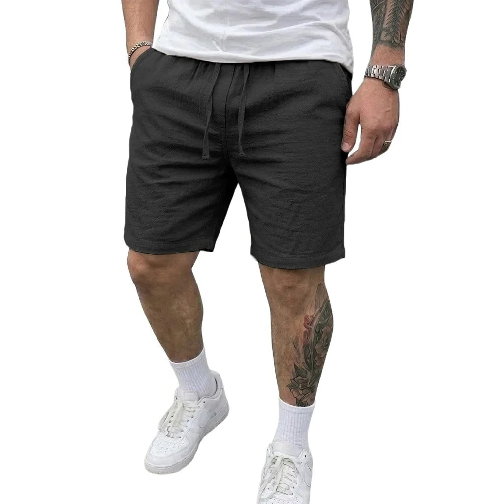 Mens Summer Linen Shorts Elastic Drawstring Waist Hawaiian Style Baggy Shorts Lightweight Casual Bottoms for Beach Outdoor