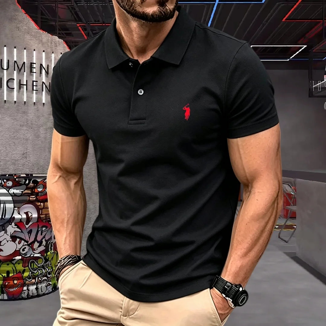 100% pure cotton high-end brand men's short sleeve polo shirt 2026 summer luxury fashion pony embroidery golf top casual T-shirt