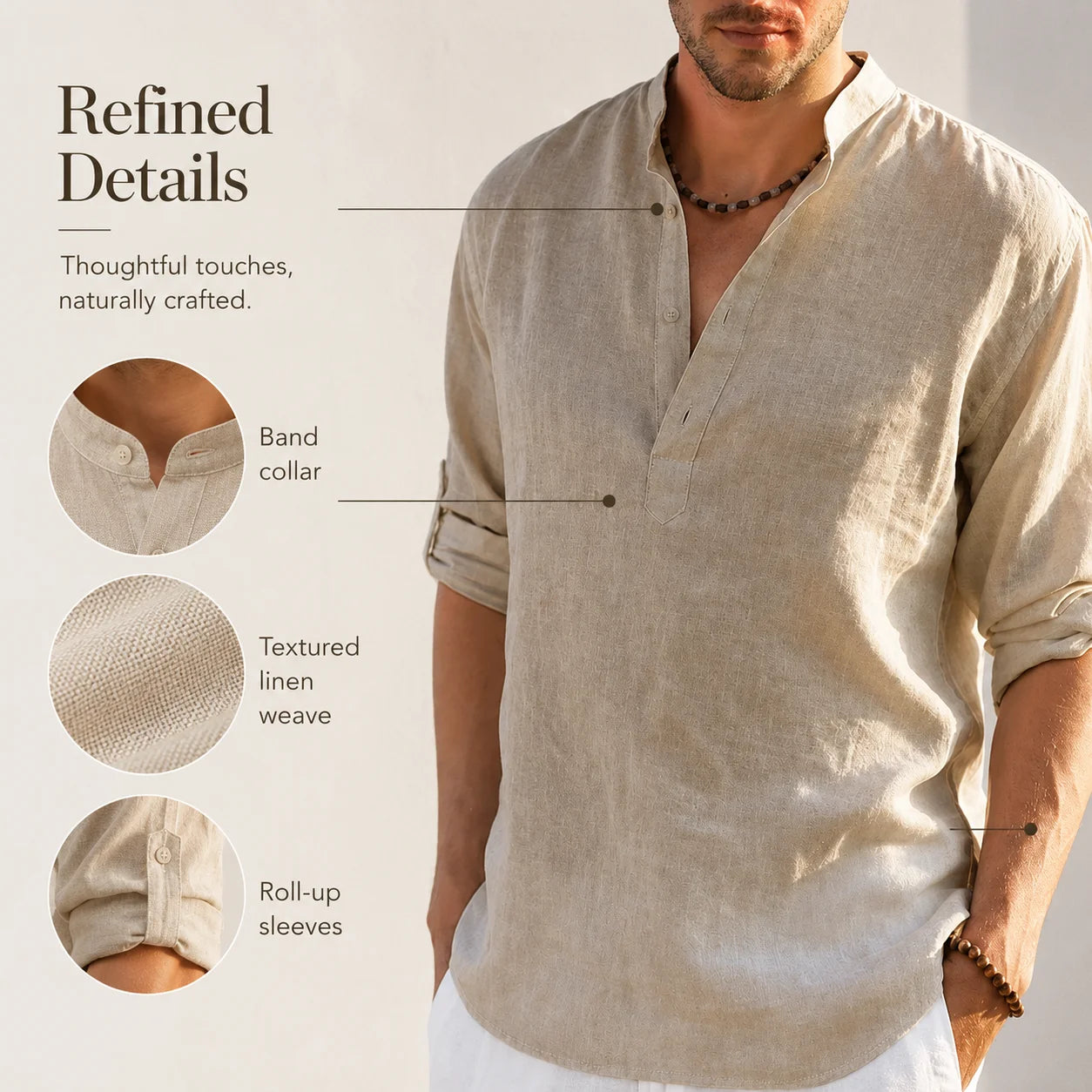 New Arrival Men's Cotton Linen Long Sleeve Shirts, Loose Fit Casual Blouse Tops, Breathable Lightweight Spring Autumn Daily Wear Handsome Relaxed Shirts for Men