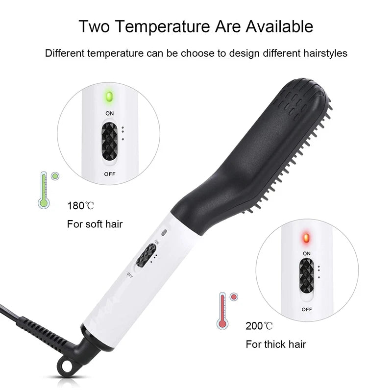 Mini peigne lissant chauffant électrique pour barbe et cheveux – Convient aux cheveux longs et courts
