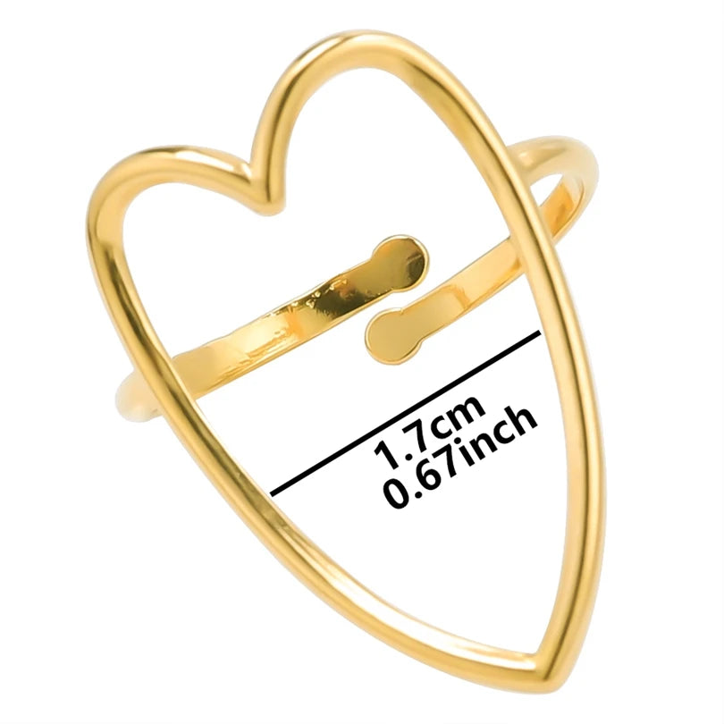 1/5Ppcs/Lot Real Gold Plated Stainless Steel Rings For Women Men Accessories Open Adjsutable Chunky Butterfly Heart Ring Anillos
