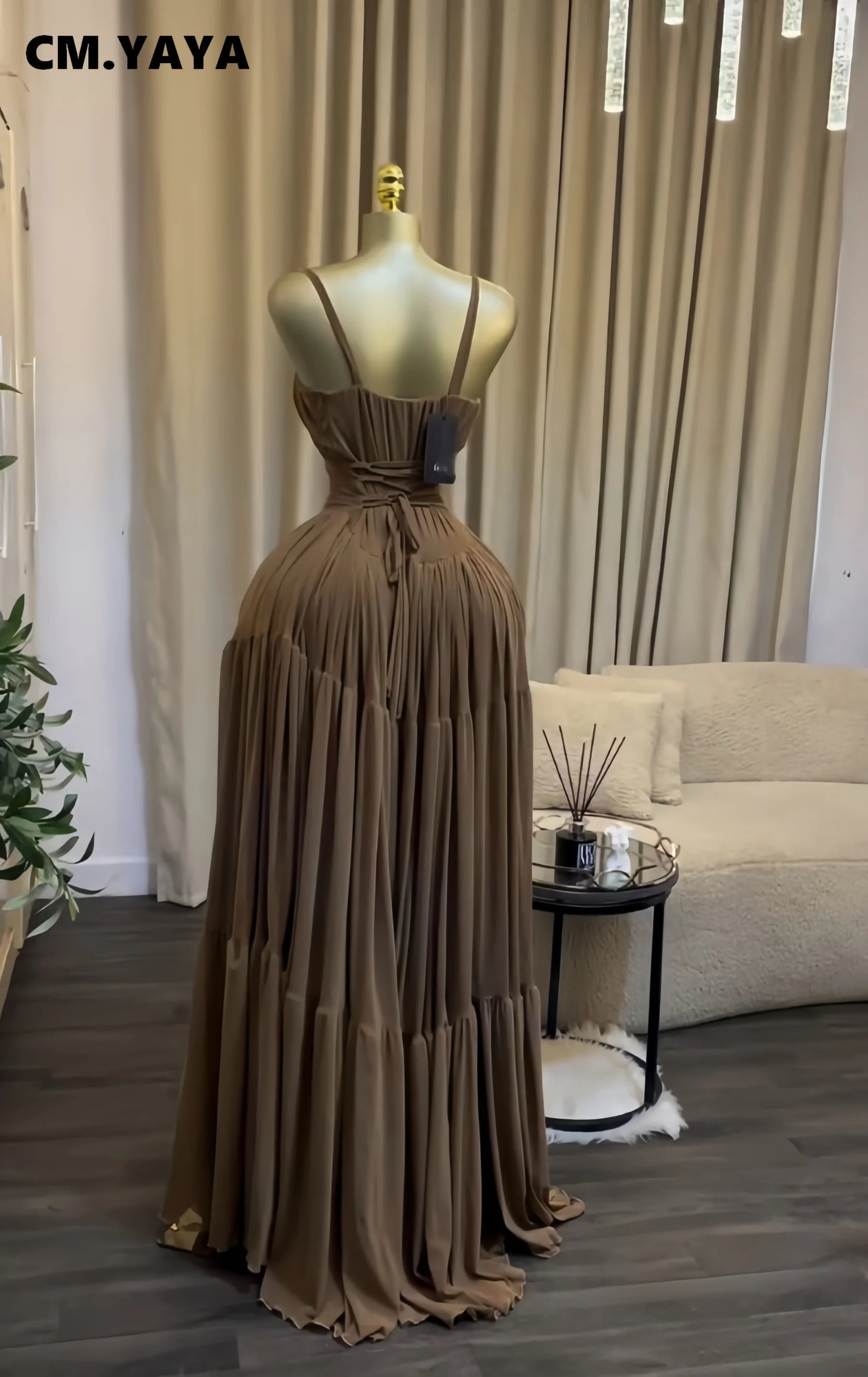 CM.YAYA 2026 Summer Women Halter Sleeveless Strapless Long Maxi Dress Slim Evening Birthday Beach Sexy Vacation Party Dresses