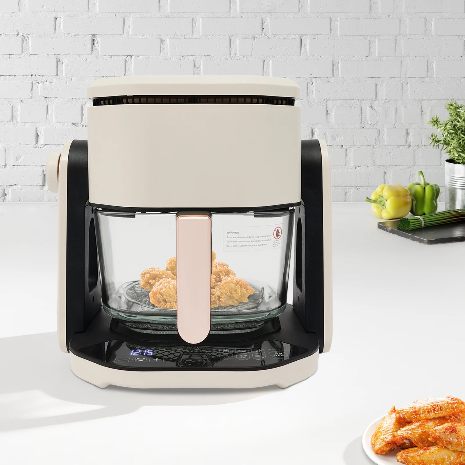 Friteuse à air 4,5 L – 1200 W avec écran LCD, minuterie 0 à 60 min et température réglable 50 à 220 °C