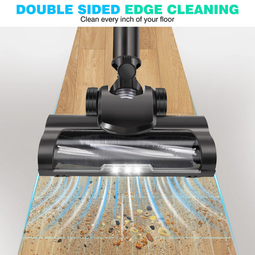 6-in-1 Cordless Vacuum 550W 45KPA｜2 Batteries｜LED Display｜Self-Standing｜Pet Hair/Carpet/Hard Floor (Black)