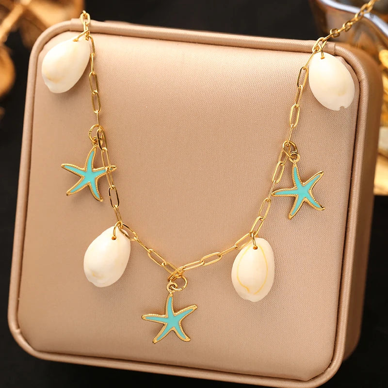 Collier coquillage en acier inoxydable 316L – Style plage