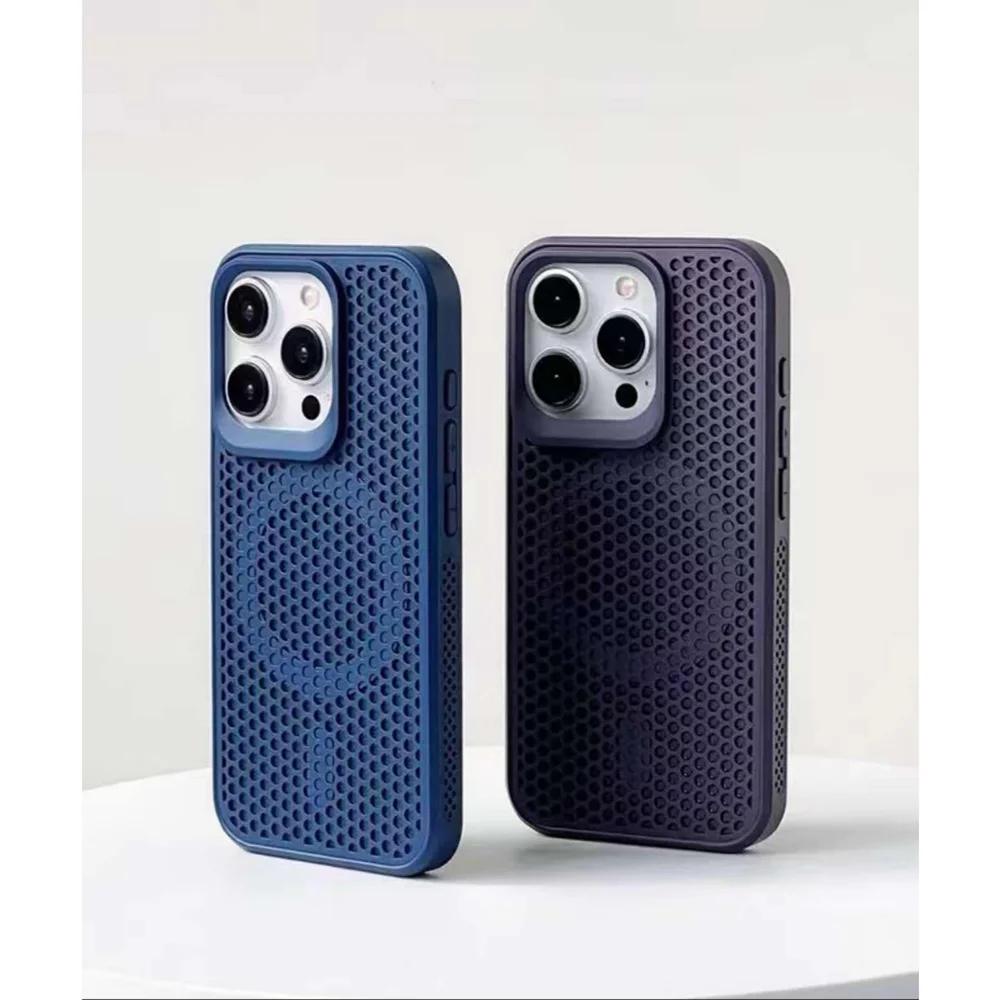 Coque magnétique respirante pour iPhone compatible MagSafe 17 16 15 14 13 12 Pro Max  Air 11