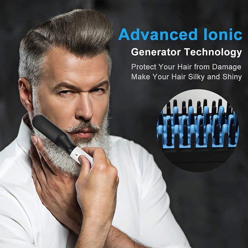 Mini peigne lissant chauffant électrique pour barbe et cheveux – Convient aux cheveux longs et courts