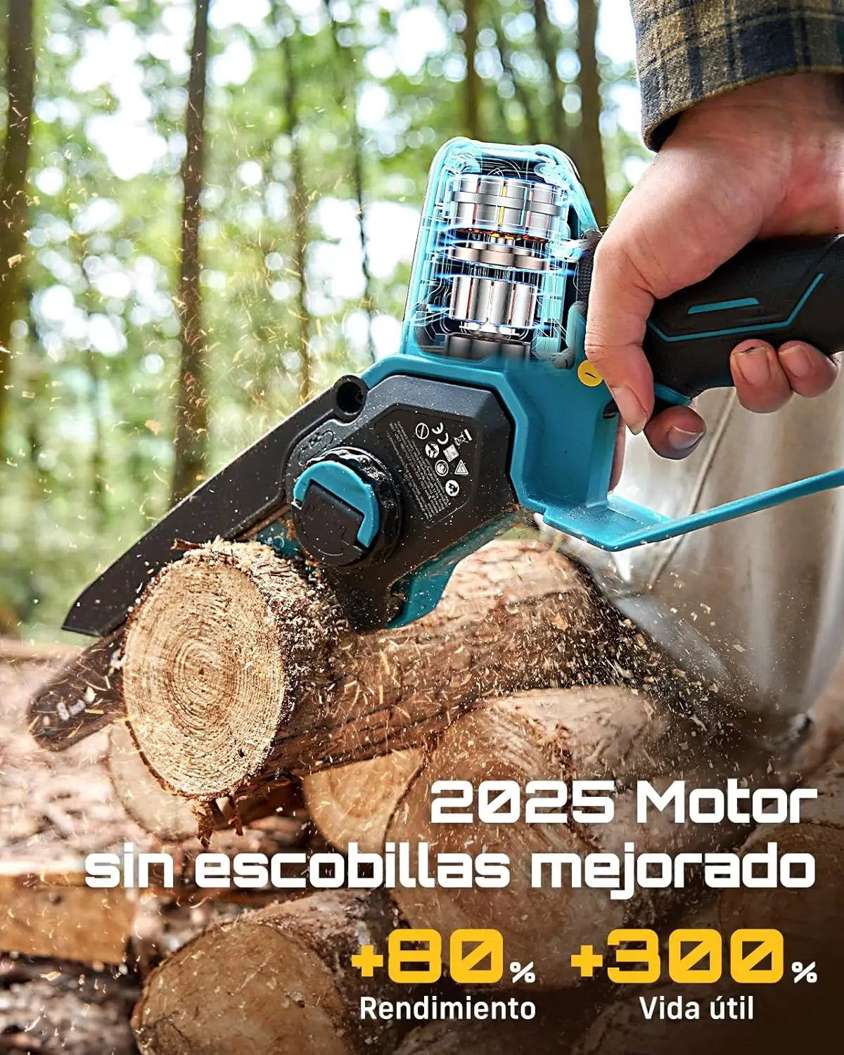 Tronçonneuse électrique sans fil SEESII 1000 W – Moteur sans balais, idéale pour la coupe du bois et l’élagage, compatible avec les batteries Makita 18 V.