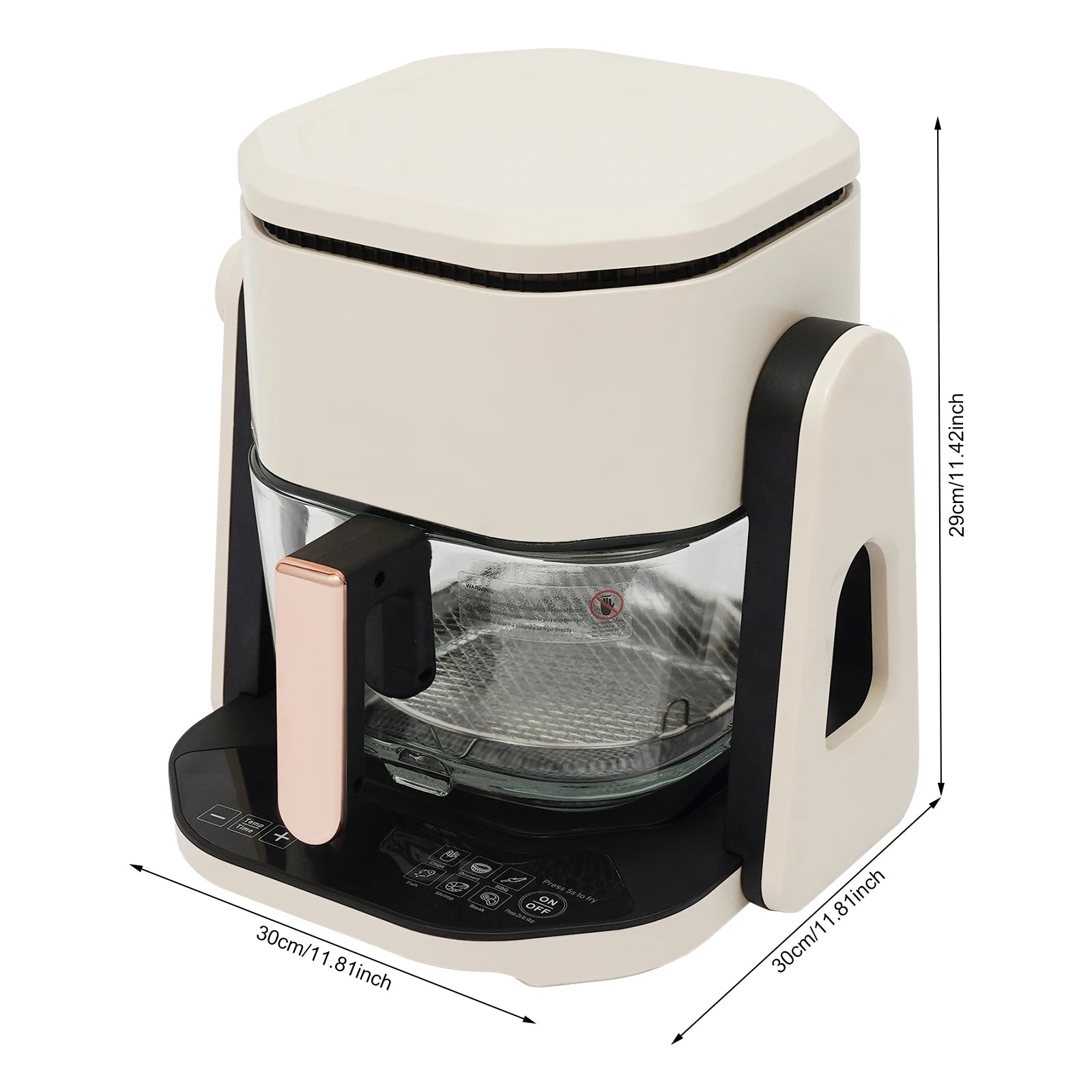 Friteuse à air 4,5 L – 1200 W avec écran LCD, minuterie 0 à 60 min et température réglable 50 à 220 °C