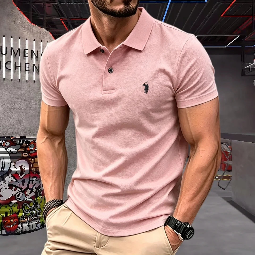 100% pure cotton high-end brand men's short sleeve polo shirt 2026 summer luxury fashion pony embroidery golf top casual T-shirt