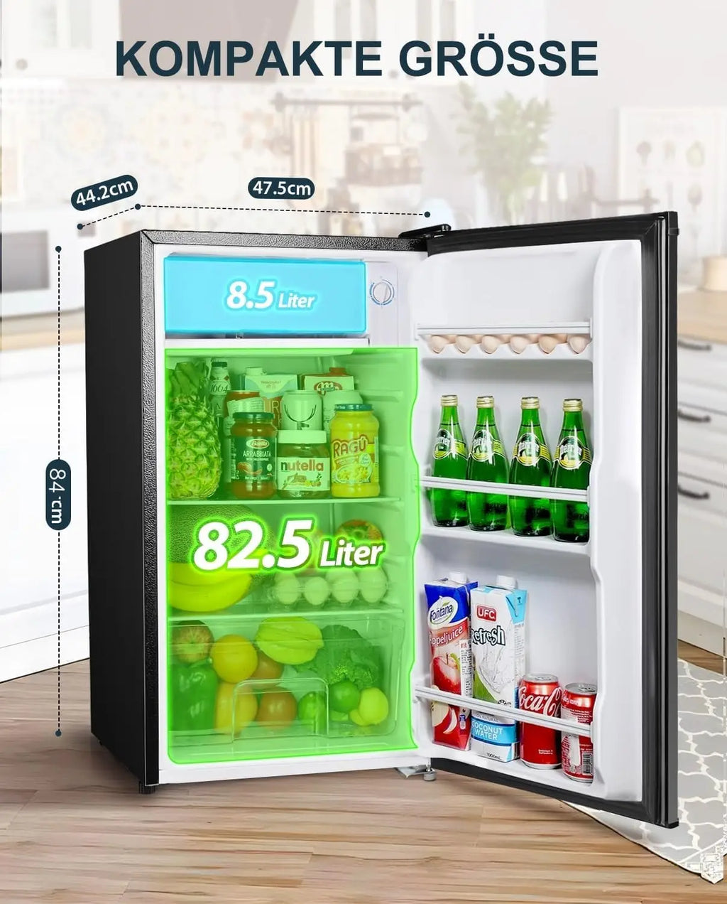91L Refrigerator with Freezer Compartment (Cooling Compartment) Refrigerator with Vegetable Drawer and Egg Holder, Mini Fridge