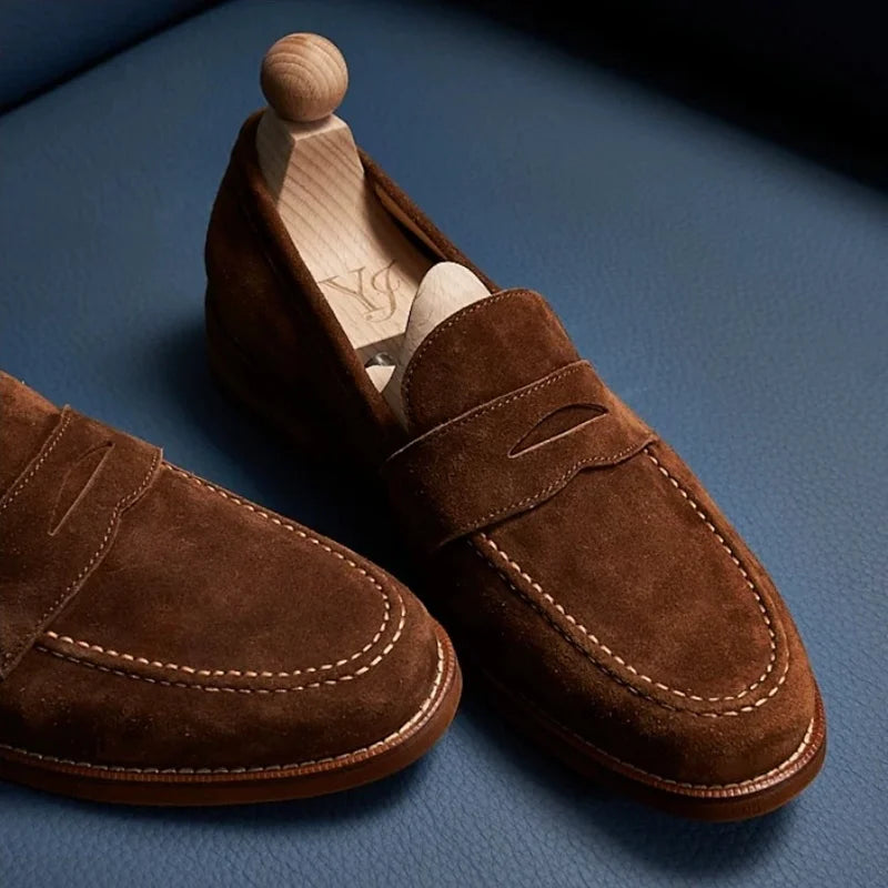 Loafers Genuine Leather Summer Men's Breathable British Style Business Casual Leather Shoes Slip-on Dress Shoes Man Bean Shoes