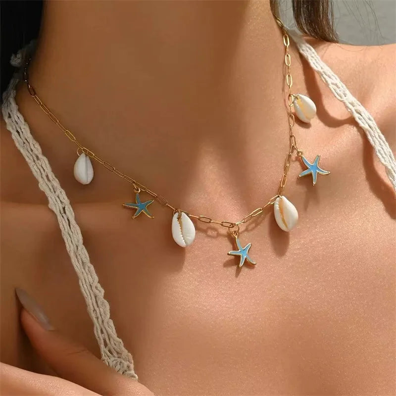 Collier coquillage en acier inoxydable 316L – Style plage