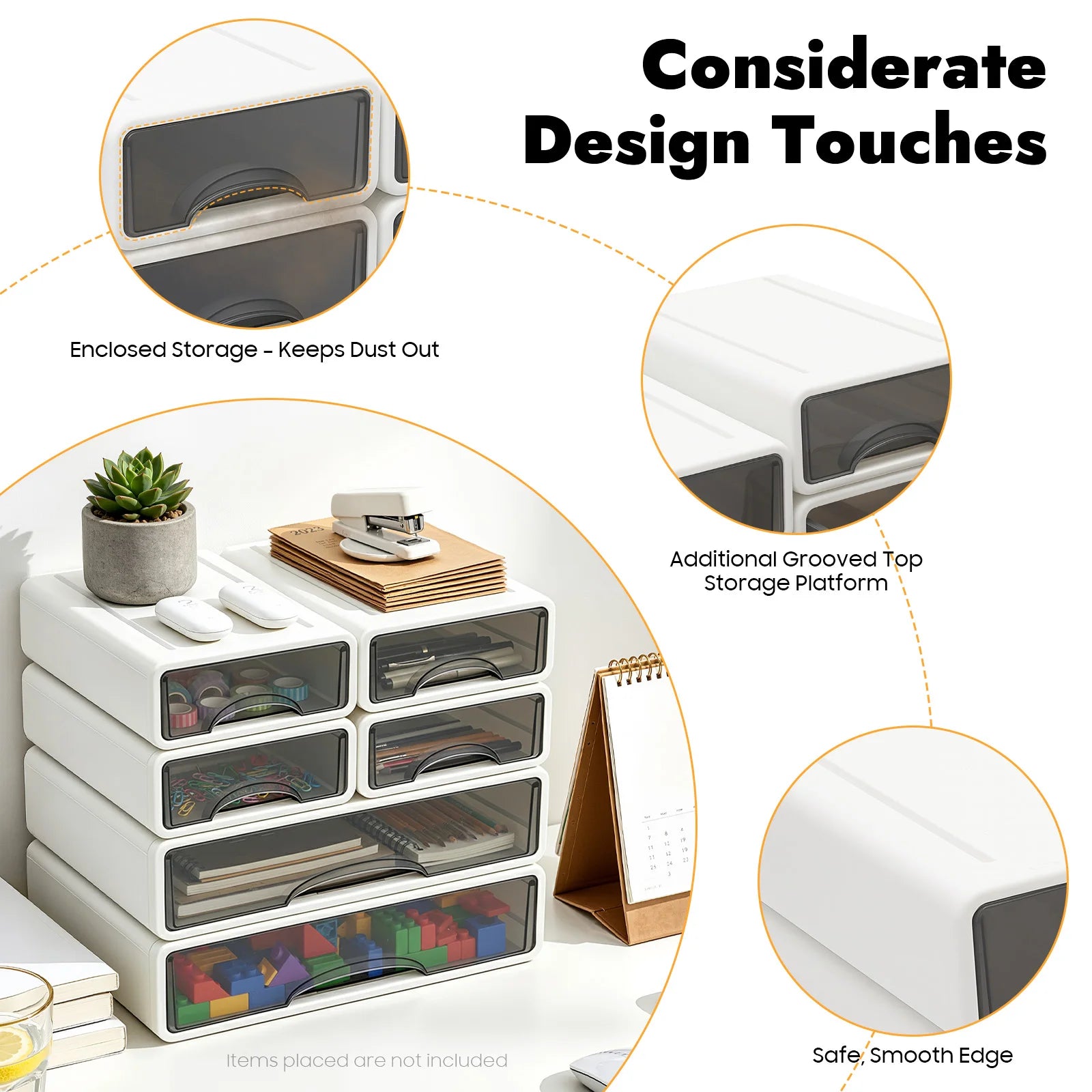 6 Drawers Plastic Office Storage Drawer Organizer Stackable Desktop Storage Box Multi-compartment Drawer Cabinet