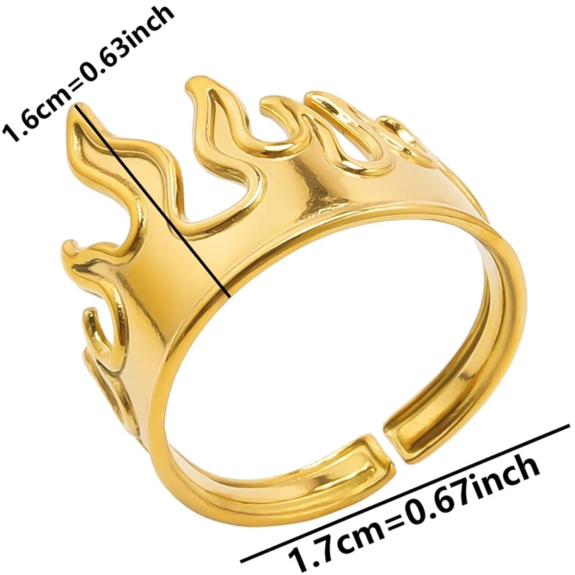 1/5Ppcs/Lot Real Gold Plated Stainless Steel Rings For Women Men Accessories Open Adjsutable Chunky Butterfly Heart Ring Anillos