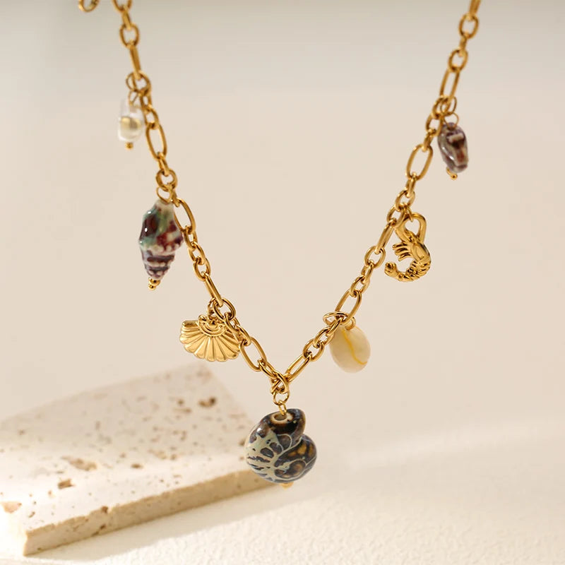 Collier coquillage en acier inoxydable 316L – Style plage