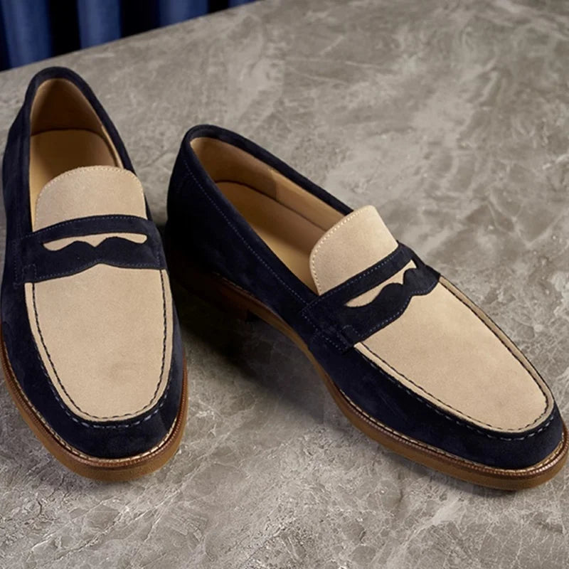 Loafers Genuine Leather Summer Men's Breathable British Style Business Casual Leather Shoes Slip-on Dress Shoes Man Bean Shoes
